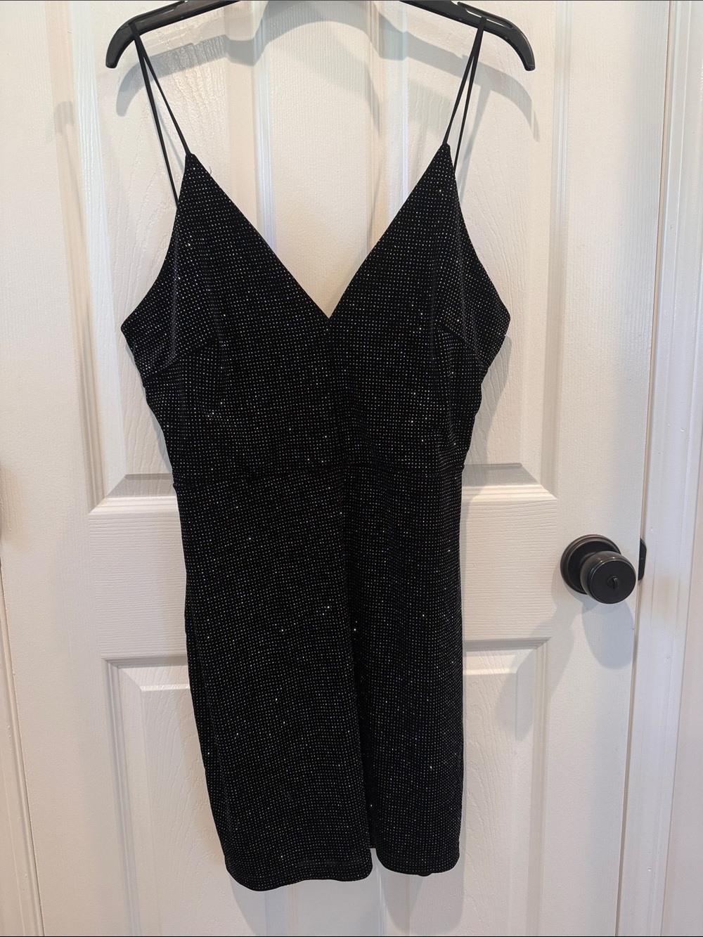 Trac Sparkle Black V-Neck Slip Dress